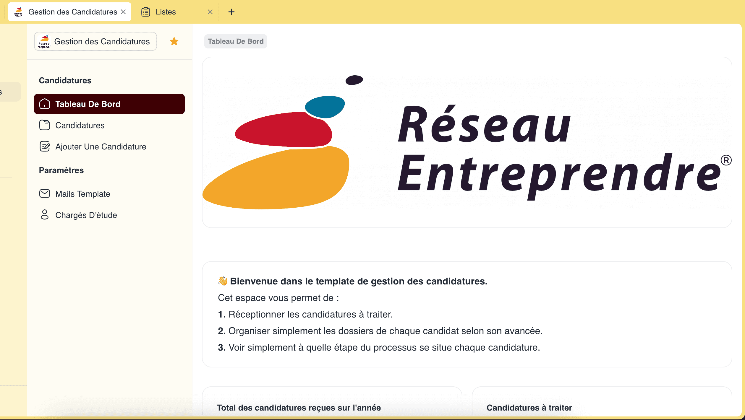 Gestion des candidatures de Réseau Entreprendre avec Kis.